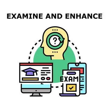 Examining online educational progress and enhancing skills Stock Illustration