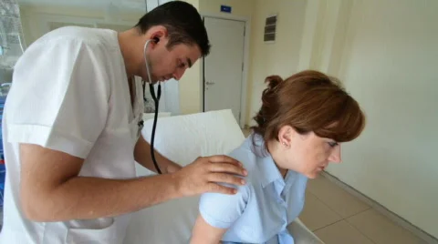 Examining patient's lung Stock Footage 772797