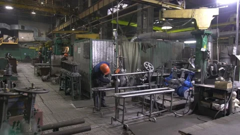 Examining production, sparks from the welding work, working hours at the plant Stock Footage 149970831