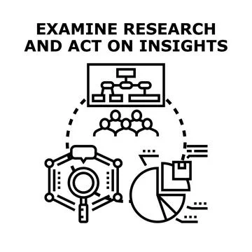 Examining research and acting on data insights Stockillustratie