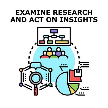 Examining research and acting on data insights Stock Illustration