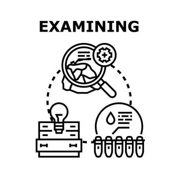Examining research data and scientific analysis concept Stock Illustration