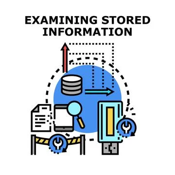 Examining stored digital data and information processing Stockillustratie