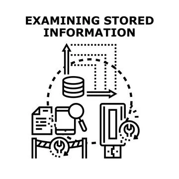 Examining stored digital data and information processing 스톡 일러스트