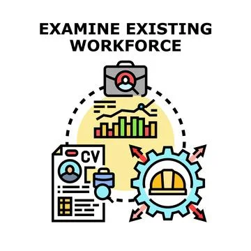 Examining workforce existing, evaluating employee skill, and analyzing huma.. Stock Illustration