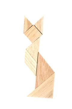 An example of an assembled tangram puzzle. Fotos de archivo
