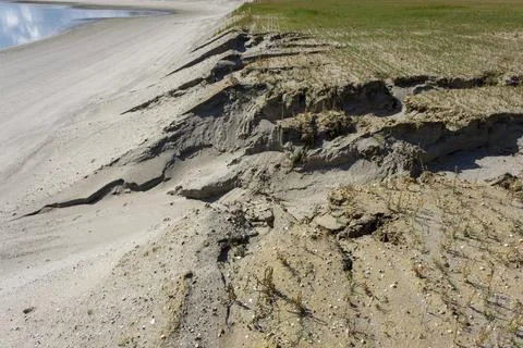 Example of beach erosion in the Netherlands Stock Photos