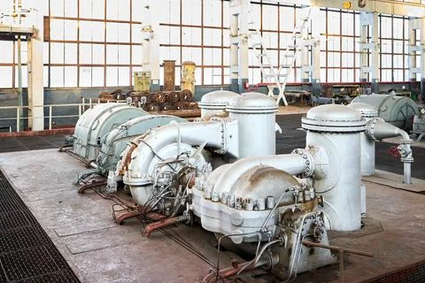 Example of chemical production interior. Compression department equipment. Hi Foto stock