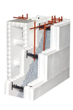 An example of the construction of a thermal house whose walls are made of pol Stock Photos