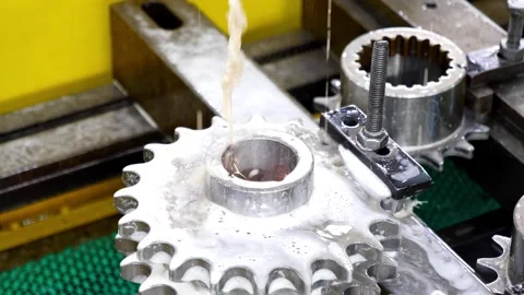 An example of cutting complex parts on an electrolysis machine Stock Footage 246437962