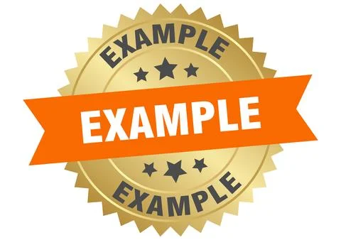 Example. example round orange and gold label isolated on transparent backgrou Stock Illustration