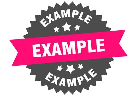 Example. example round pink label isolated on transparent background Stock Illustration