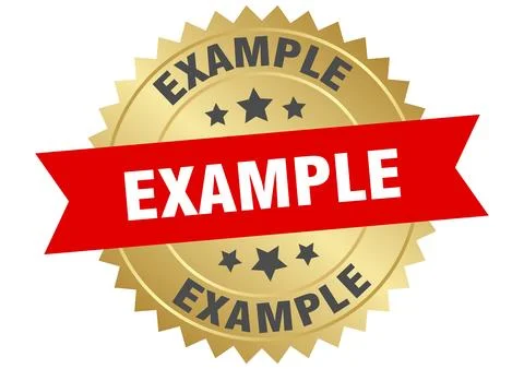 Example. example round red and gold label isolated on transparent background Stock Illustration
