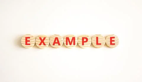 Example examples symbol. Concept word Example on beautiful wooden circles. Be Stock Photos