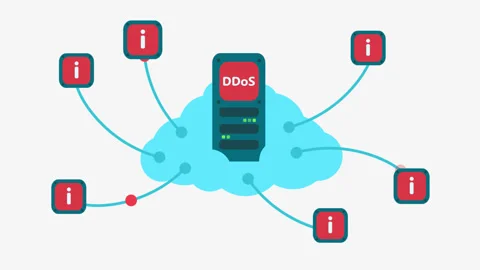 Example of hackers DDoS attack on a cloud server Stock Footage 171801416