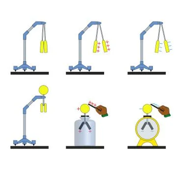 Example of the interaction of charged bodies with identical charges and Illustrazione stock