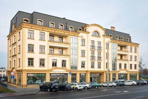 Example of modern architecture of eastern Europe residential building in Bela Stock Photos