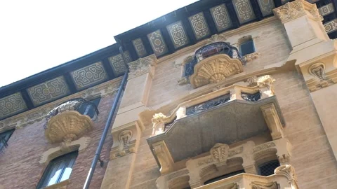 Example of Piedmontese baroque facade in Turin, Italy Stock Footage 327022449