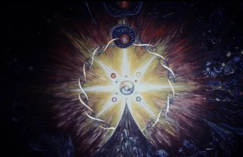 An example of psychedelic art from a show at New York's Riverside Museum in 1966 Stock Photos
