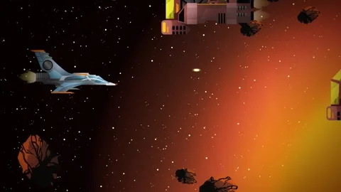 Example of spaceship video game with shooting action Stock Footage 319876587