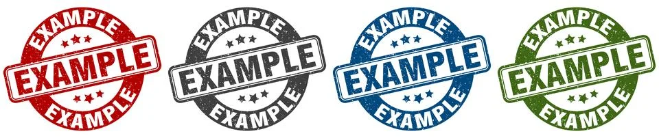 Example stamp. example round stamp set isolated on white background Stock Illustration