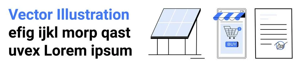 Example of Vector Illustration in Clean Energy and E-Commerce Representation Illustrazione stock