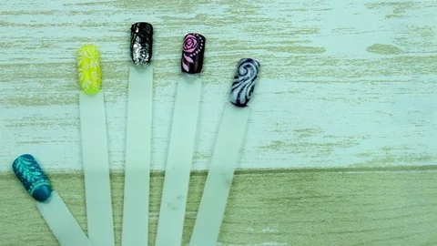 Examples of manicure nails three Stock Footage 76179364