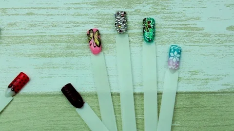 Examples of manicure nails two Stock Footage 76179372