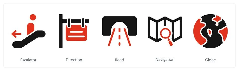 Excalator, direction, road Stock Illustration