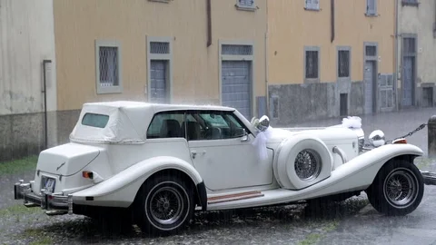Excalibur car under the rain Stock Footage 101747602