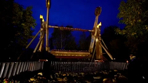 Excalibur ride at night Stock Footage 73670259