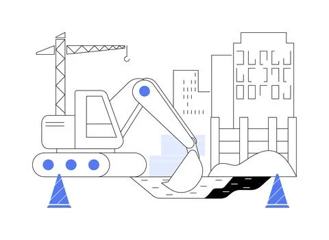 Excavate foundations abstract concept vector illustration. Stock Illustration