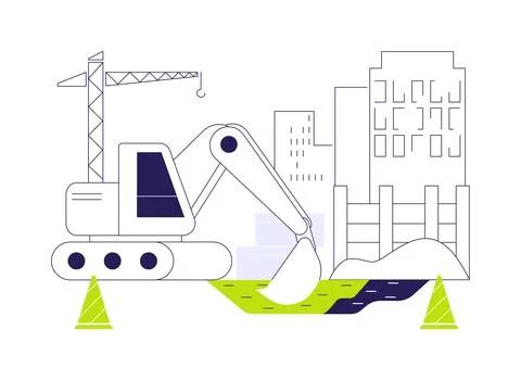 Excavate foundations abstract concept vector illustration. Stock Illustration