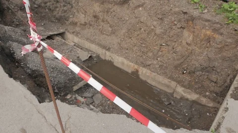 Excavated in the ground pit Stock Footage 115327349