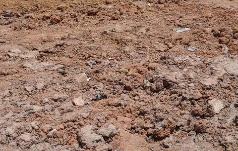 Excavated Soil Surface at Construction Site for Infrastructure Development 写真素材