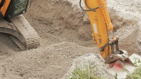 Excavating on construction site Stock Footage 11387937