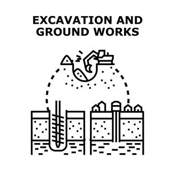 Excavation and ground work construction process イラスト素材