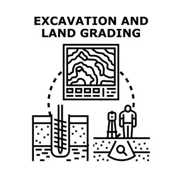 Excavation and land grading operations concept 스톡 일러스트