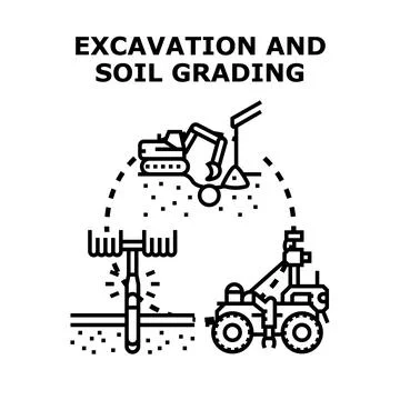 Excavation and soil grading work concept Stock Illustration
