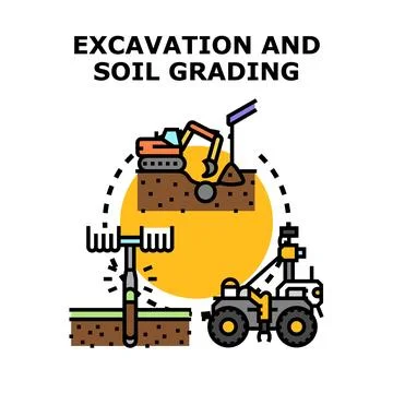Excavation and soil grading work concept Stock Illustration