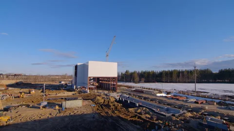 Excavation at a construction site, the initial stage of construction of a plant Stock Footage 161953589