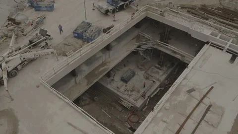 Excavation on the construction site of the metro line in Warsaw Stock Footage 166549287