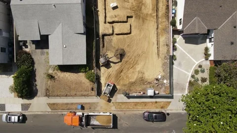 Excavation at a construction yard from above Stock-Footage 228794809