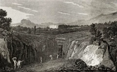Excavation Leading To The Remains Of Herculaneum. Engraved By Lacey After Cra Stock Photos