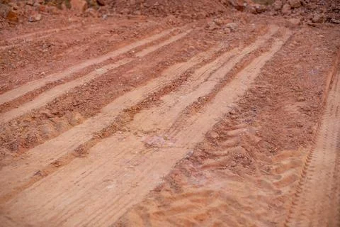 Excavation process construction site soil texture outdoor ground level eart.. Stockfoto's