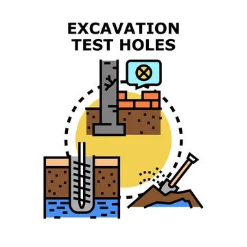 Excavation test holes for ground engineering investigation Stock Illustration