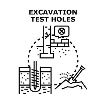 Excavation test holes for ground engineering investigation 库存插图