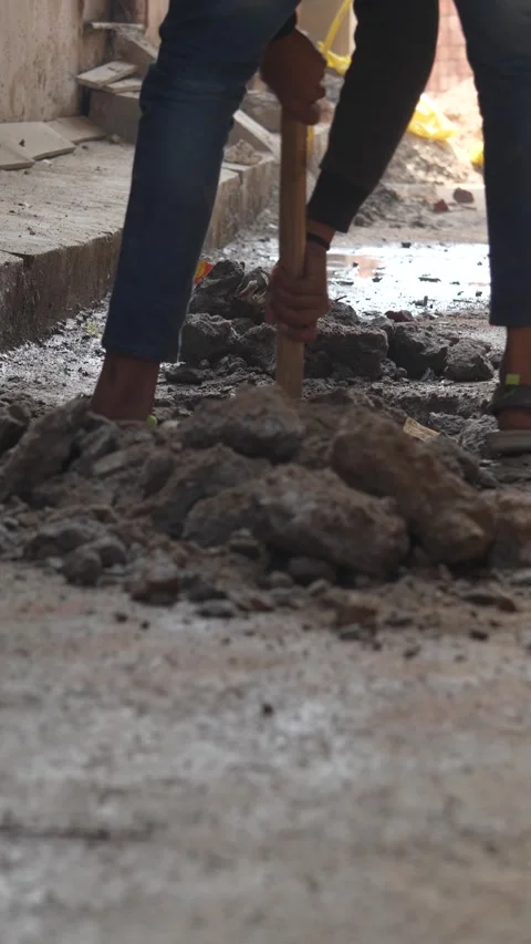 Excavation Work Removing Soil from Road for Infrastructure Construction Stock Footage 327551661