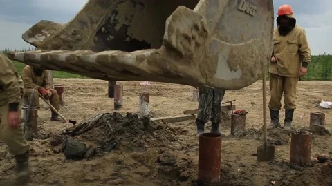 Excavator in action at the construction site. Stock Footage 131864932