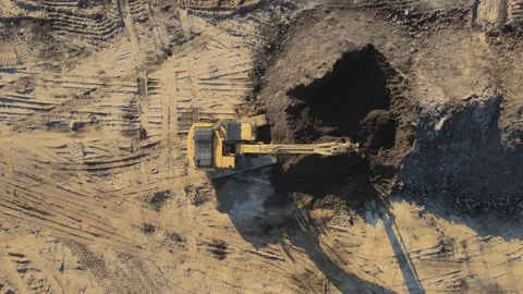 Excavator. Aerial view. 库存影片 163090003